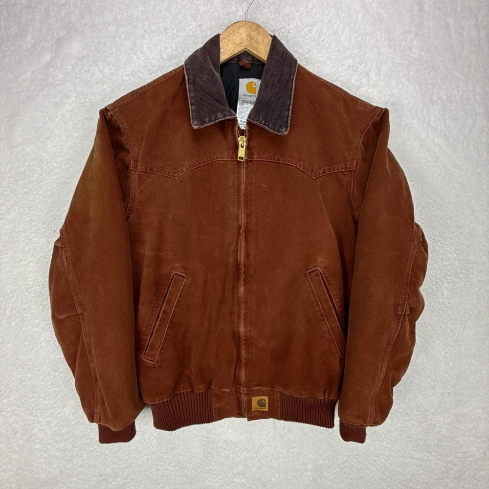 Carhartt Santa Fe Jacket Quilt Lined Mens Small J14 CLY Clay Red‎